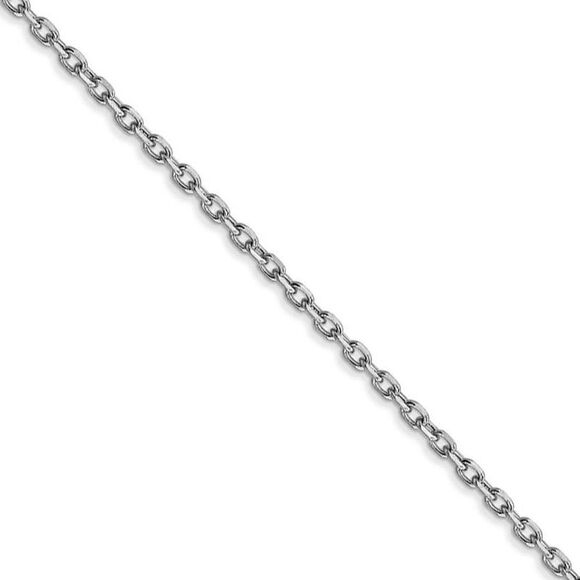 1.8mm 14k White Gold Diamond Cut Solid Cable Chain Necklace 16 Inch